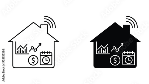 Smart home financial growth concept icon