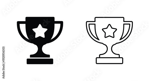 Trophy Cup Icon Vector – Award and Victory Symbol Design