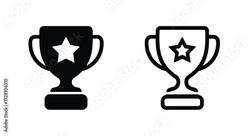 Trophy Icon Vector – Trophy Cup Symbol Isolated on White Background