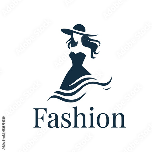 Elegant woman in a dress and hat silhouette