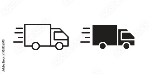 Fast shipping delivery truck icon. Premium thin line vector illustrator. Vector EPS10