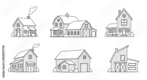 Hand Drawn House Sketches Collection.