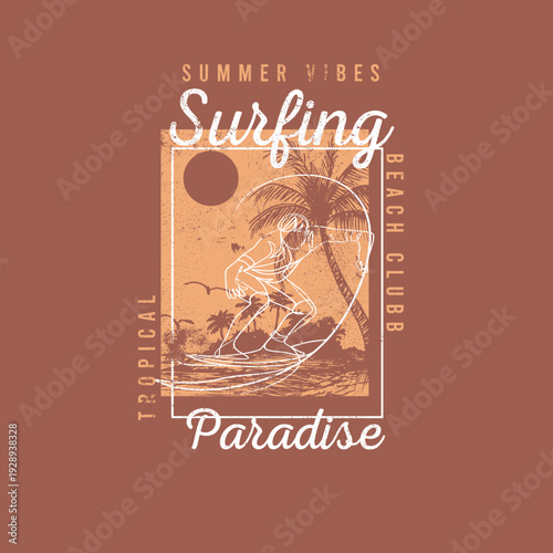 Summer Vibes Surfing Paradise Beach club vector graphic