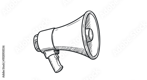 megaphone illustration hand drawn black and white line art style communication symbol