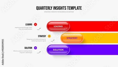 Market Portfolio Slideshow Layout Vector Illustration. Service Innovation Three Step Infographic Frame Template. Creative Visualization 3 Option Diagram Presentation Design.