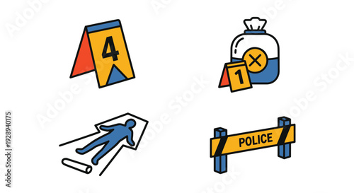 Crime Scene Marker colorful digital color