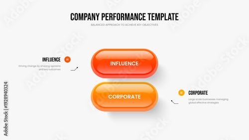 Professional Development Two Option Diagram Presentation Layout. Investor Review Slide Template Vector Illustration. Project Report 2 Element Infographic Slideshow Design.