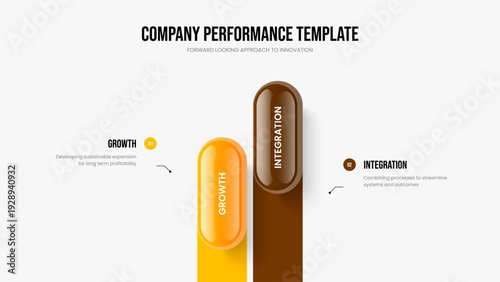 Modern Strategy 2 Step Diagram Slide Layout. Creative Insight Two Element Infographic Presentation Template. Sales Performance Slideshow Design Vector Illustration.