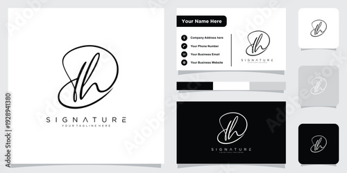 DH Initial handwriting signature logo vector.