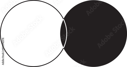 Two overlapping circles one black and one white black circle white circle Venn diagram