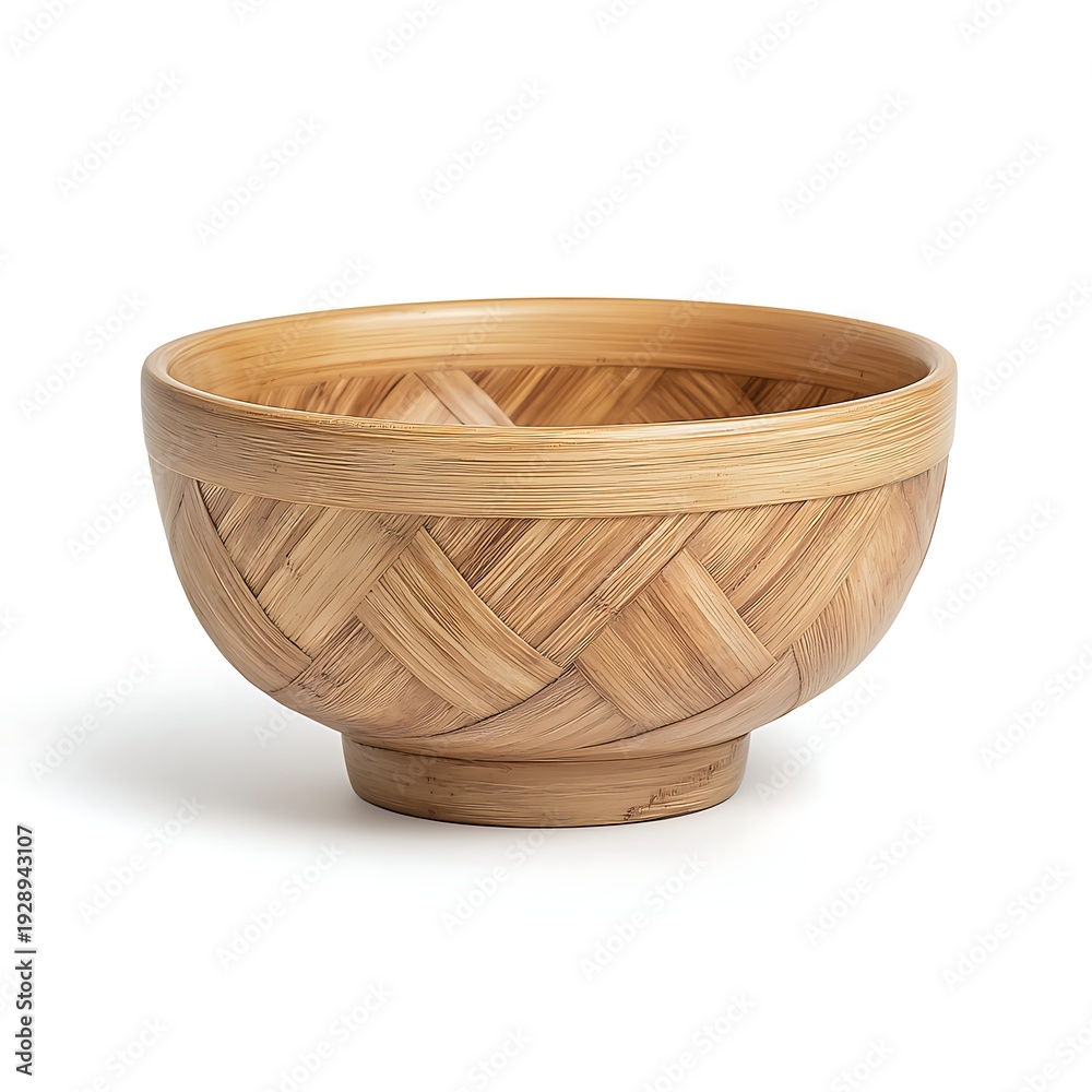 Fototapeta premium Elegant handcrafted bamboo bowl with woven texture for decorative or functional use