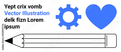 Education, creativity, technology, design, inspiration, and concepts. Gear, heart pencil and text on a white background. Creativity and education concept