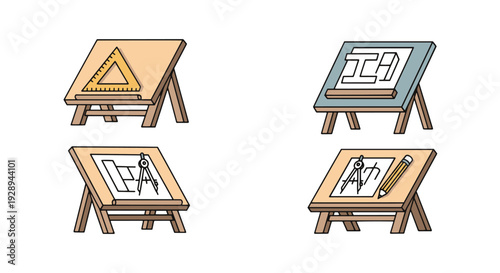 Drawing Board Line soft tone color illustration