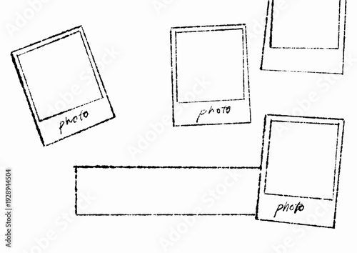 Set of hand drawn instant photo frames and polaroid style borders isolated on white background
