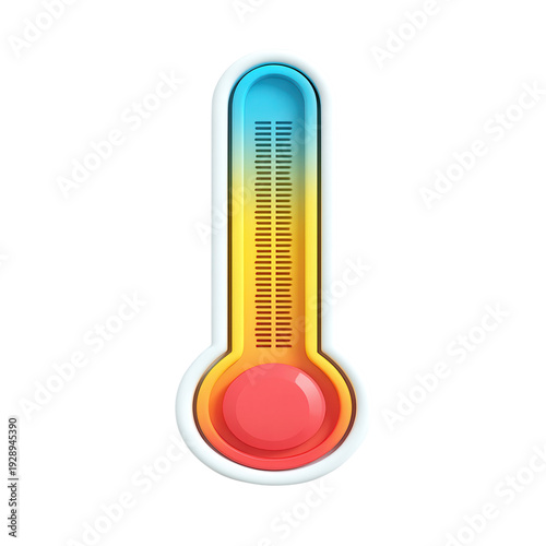 Colorful Thermometer Icon on Transparent Background