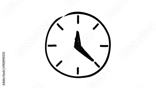Minimalist Wall Clock Time Doodle Icon Sketch