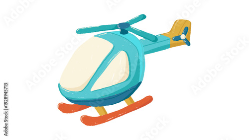 Blue Toy Helicopter Illustration for Children Isolated on White