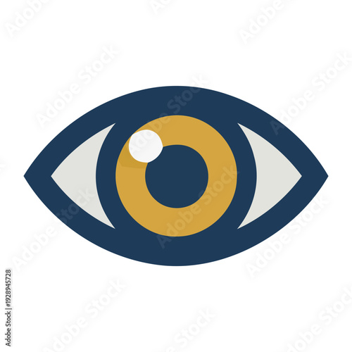 A stylized illustration of a human eye in a minimalist flat design style