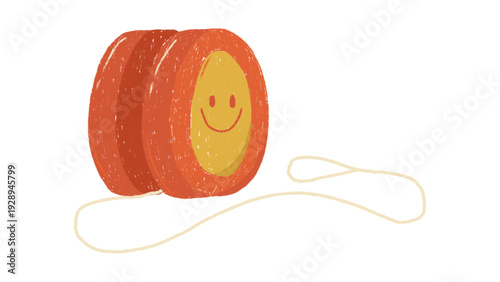 Cute Orange Yo-yo Toy with Smile Face Illustration Isolated