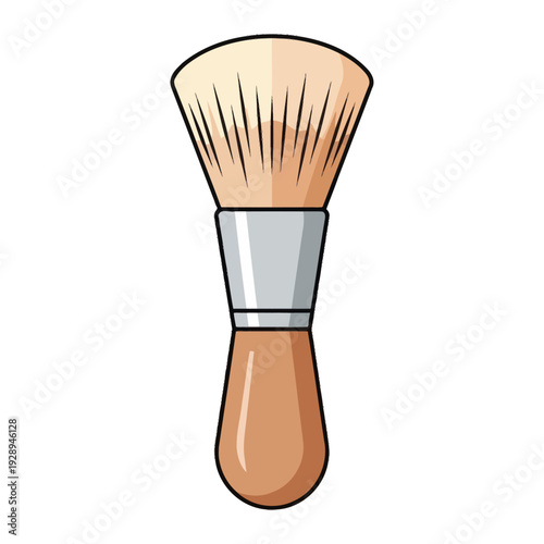 Cartoon shaving or powder brush icon on white background