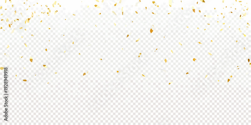 Golden confetti falling on a transparent background celebratory and festive