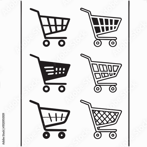 A group of six different shopping cart icons Vector
