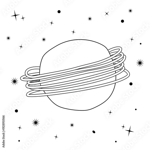 Vibrant blue and pink abstract sun planet in universe. Cosmic exploration graphics. Vibrant celestial bodies and a spaceship flying through a starry galaxy.Ideal for social media, app icons, and print