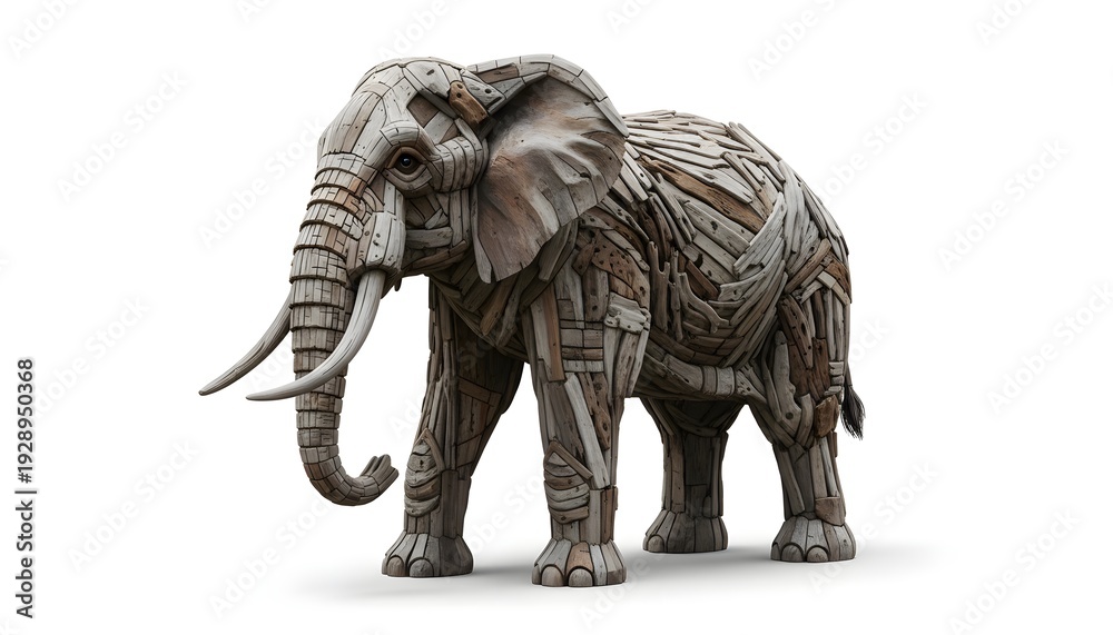 Fototapeta premium Animals made from old logs Created with Generative AI technology