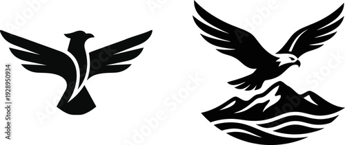 Stylized eagle logos with majestic wings outstretched, symbolizing freedom and power