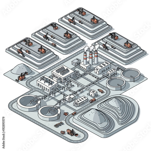 Industrial Facility with Various Structures and Equipment.