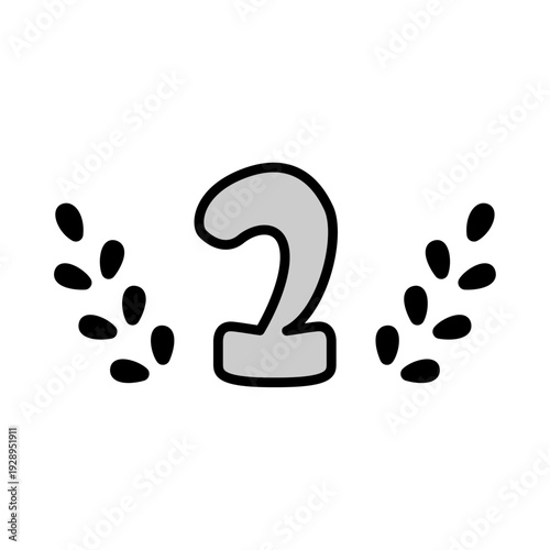 手描き風のかわいい2位のランキング素材