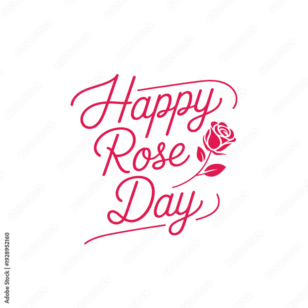 Fototapeta premium Elegant rose day script typography with floating petals romantic valentines greeting poster flat vector illustration design