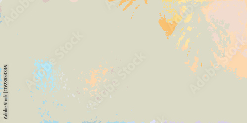 Abstract watercolor splashes in pastel orange blue and yellow hues