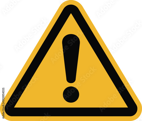 Yellow triangle with black exclamation mark symbolizing caution and warning.