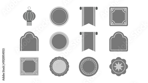 Holiday sale tag set, gift labels, hanging badges, blank frames, seasonal discount event graphics, printable tag collection, winter marketing vector