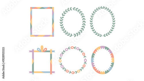 Minimal line frames set, square and round borders, clean outline labels, corporate event invitation, conference badge template, modern stationery vector