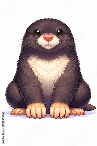 Vector illustration of anime cartoon style mole