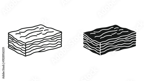 Layered cake illustration in black and white