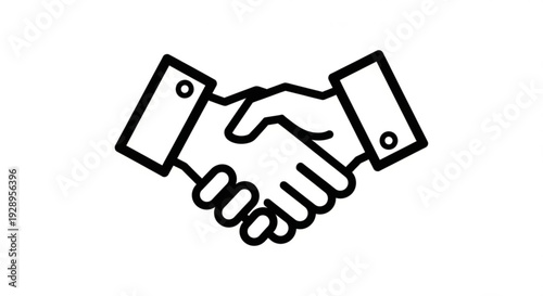 Simple Line Art Illustration of a Handshake Symbolizing Agreement and Partnership