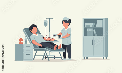 Medical professional administering treatment in a clinical setting