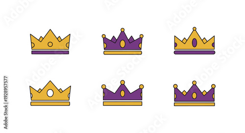 Crown Simple Line soft tone color illustration