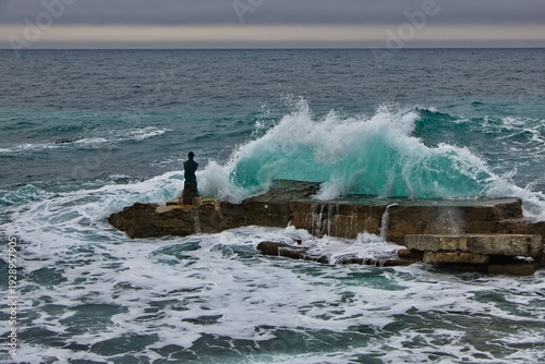 Winter storm on the Black Sea coast, Crimea.