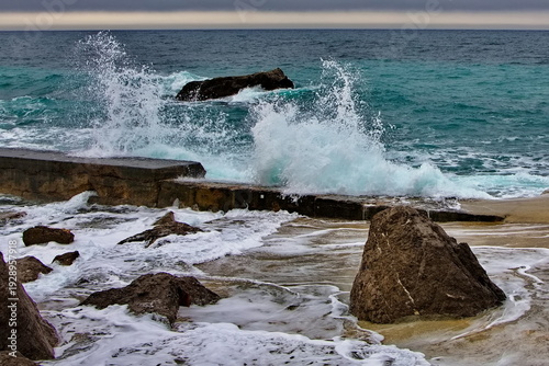 Winter storm on the Black Sea coast, Crimea.