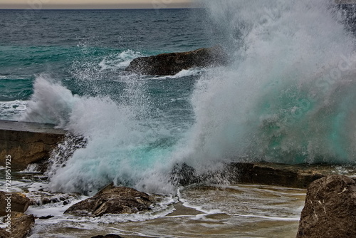 Winter storm on the Black Sea coast, Crimea.