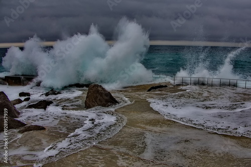 Winter storm on the Black Sea coast, Crimea.