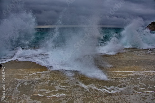 Winter storm on the Black Sea coast, Crimea.