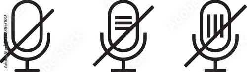 Podcast mic microphone off icon animation. Microphone Icons symbol Set of line Microphone icons. Vector illustration .