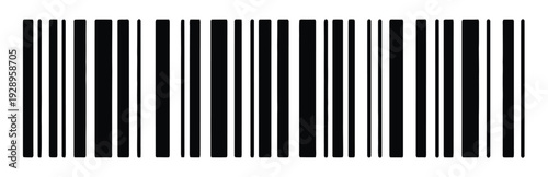 Long Barcode Vector Illustration. Modern Barcode Icon Isolated on White Background
