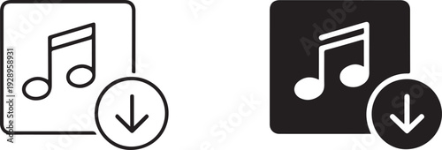music download icon in a minimalist design. isolated on white background, illustration