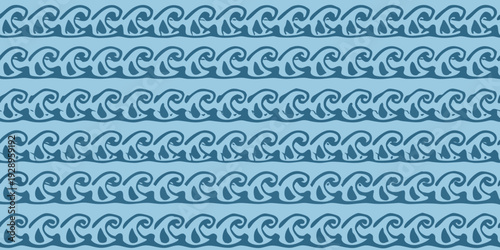 Repeating pattern of stylized blue waves fills the entire frame